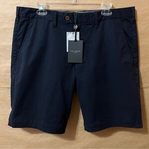 Ted Baker | NWT Men's Selshor Chino Shorts Flat Front Cotton Navy Blue Size 36R